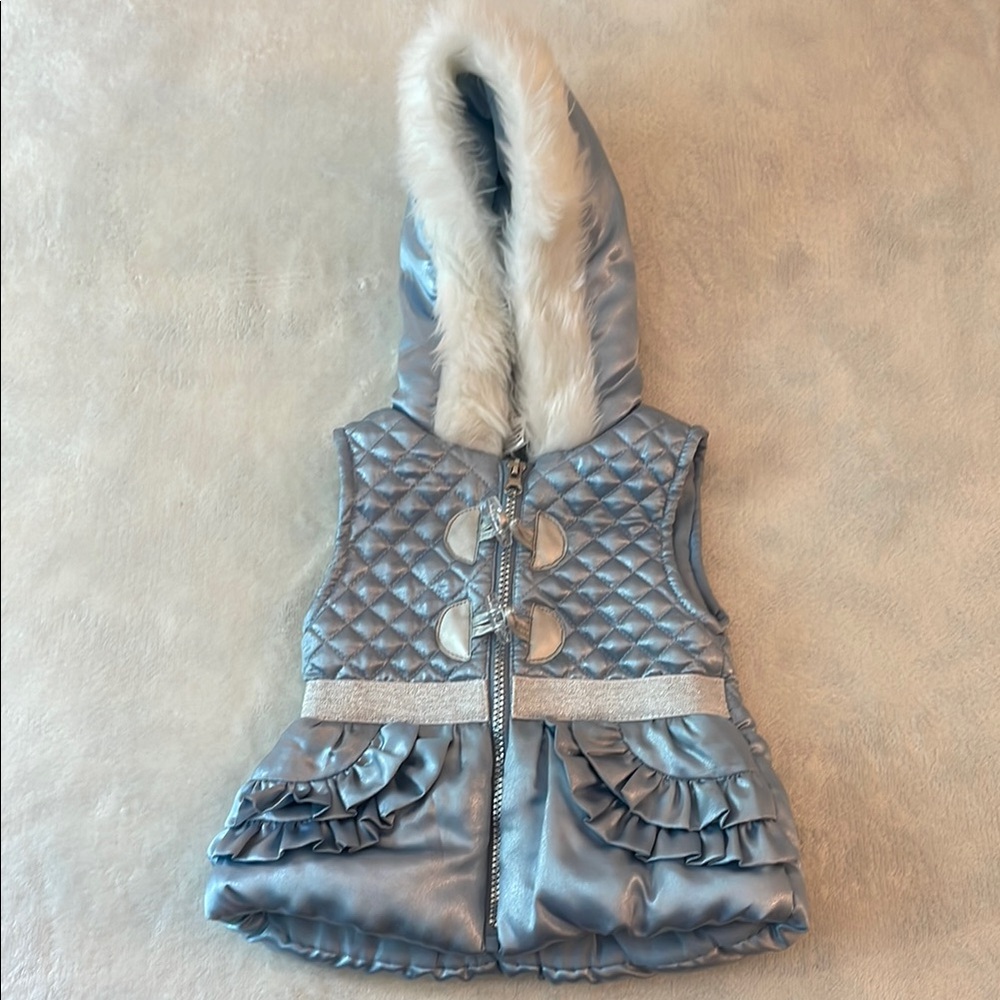 3 for‎ $25! Little Lass Quilted Hooded Vest with Faux Fur Trim, 18 M
